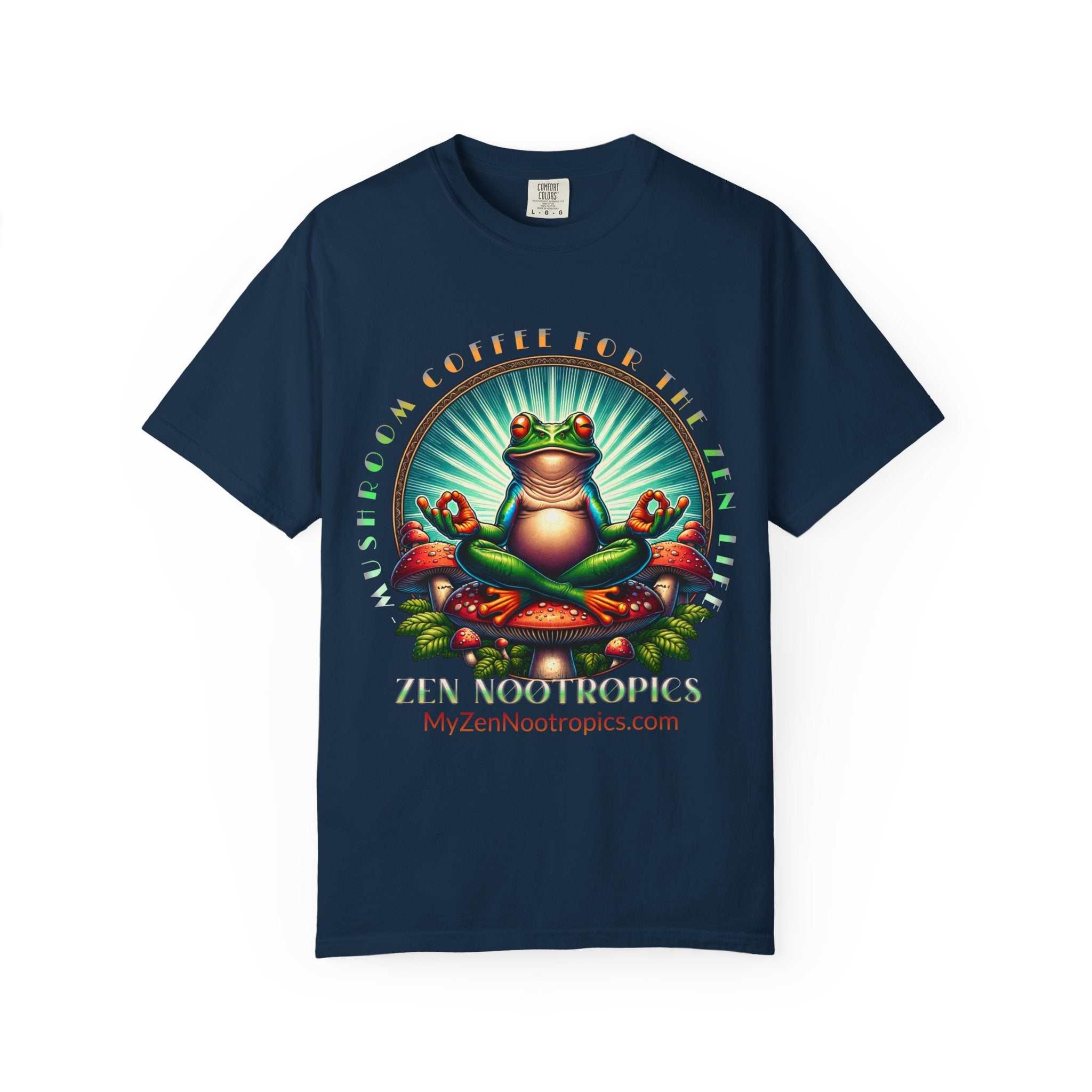 Feel The Zen Chilin Frog unisex graphic tee with vibrant frog design and relaxed fit