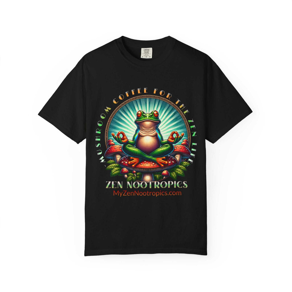 Feel The Zen Chilin Frog unisex graphic tee with vibrant frog design and relaxed fit