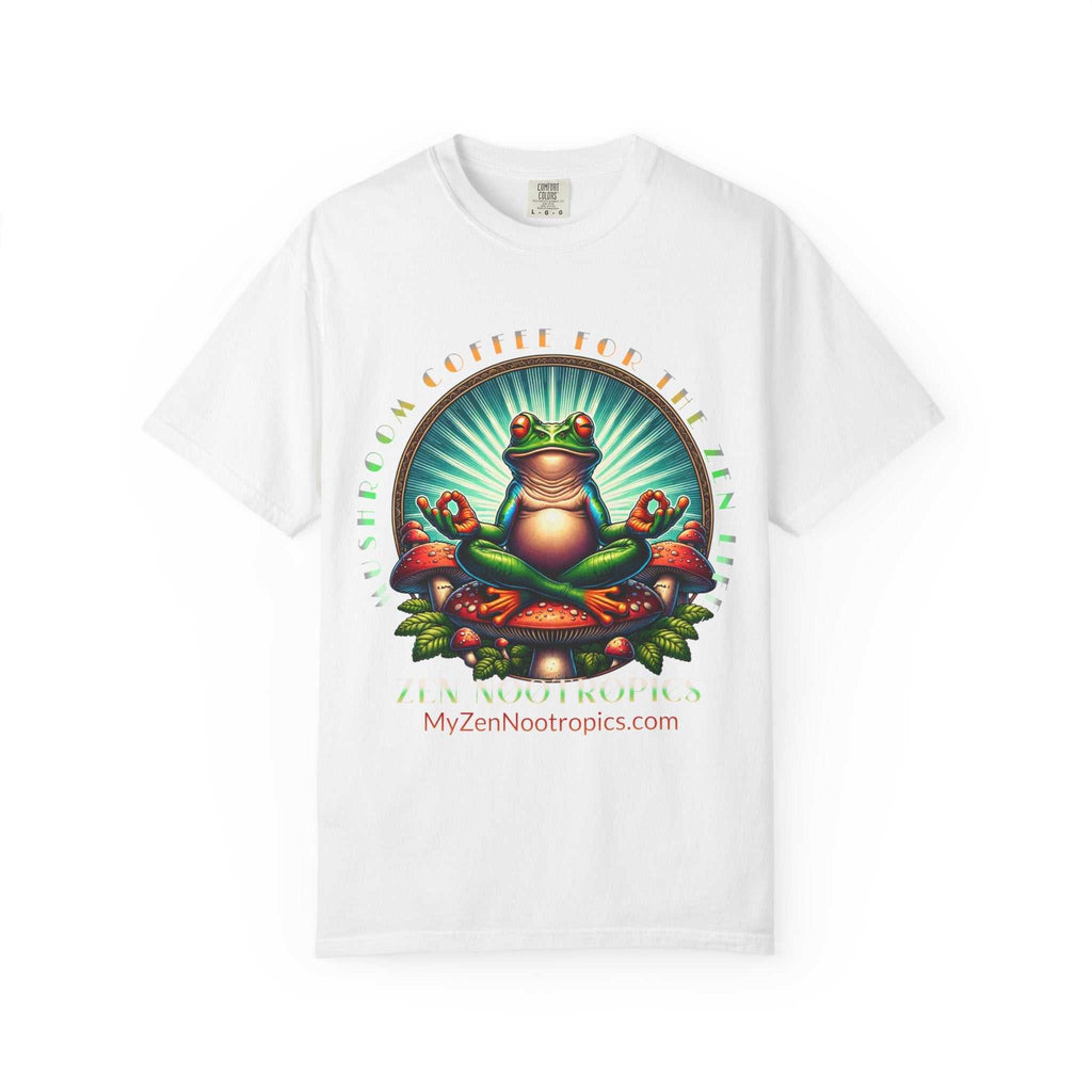 Feel The Zen Chilin Frog graphic tee with bold frog illustration on heavyweight garment-dyed cotton