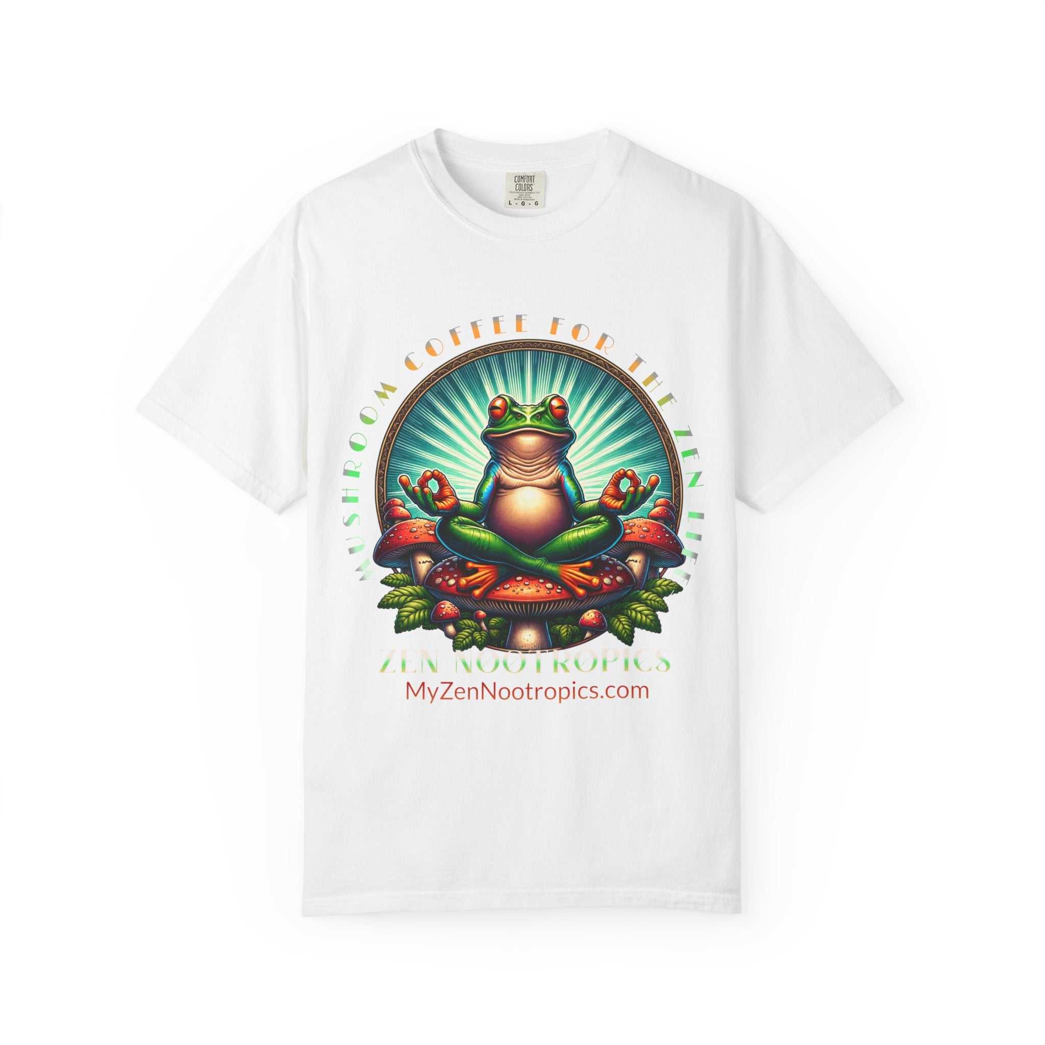 Feel The Zen Chilin Frog graphic tee with bold frog illustration on heavyweight garment-dyed cotton