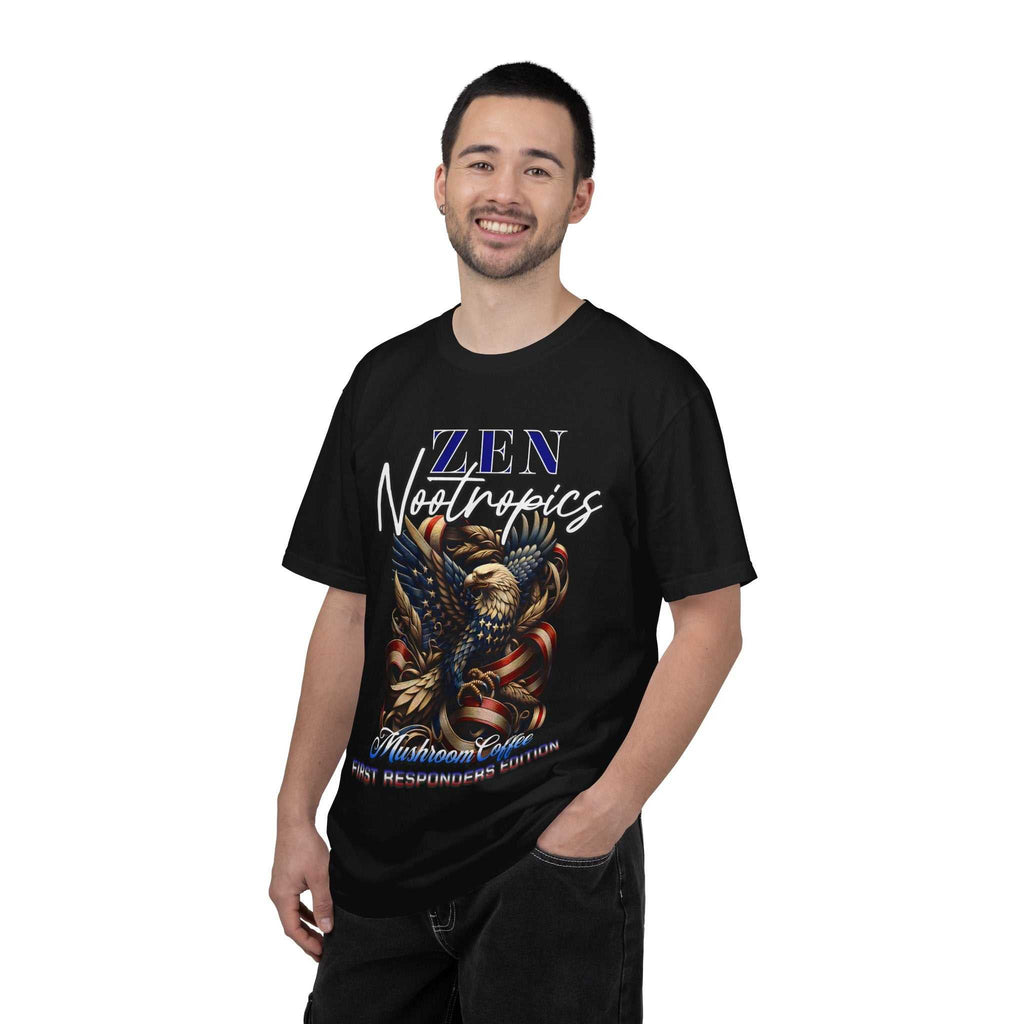Garment-dyed eagle graphic t-shirt with vintage tattoo design and relaxed fit