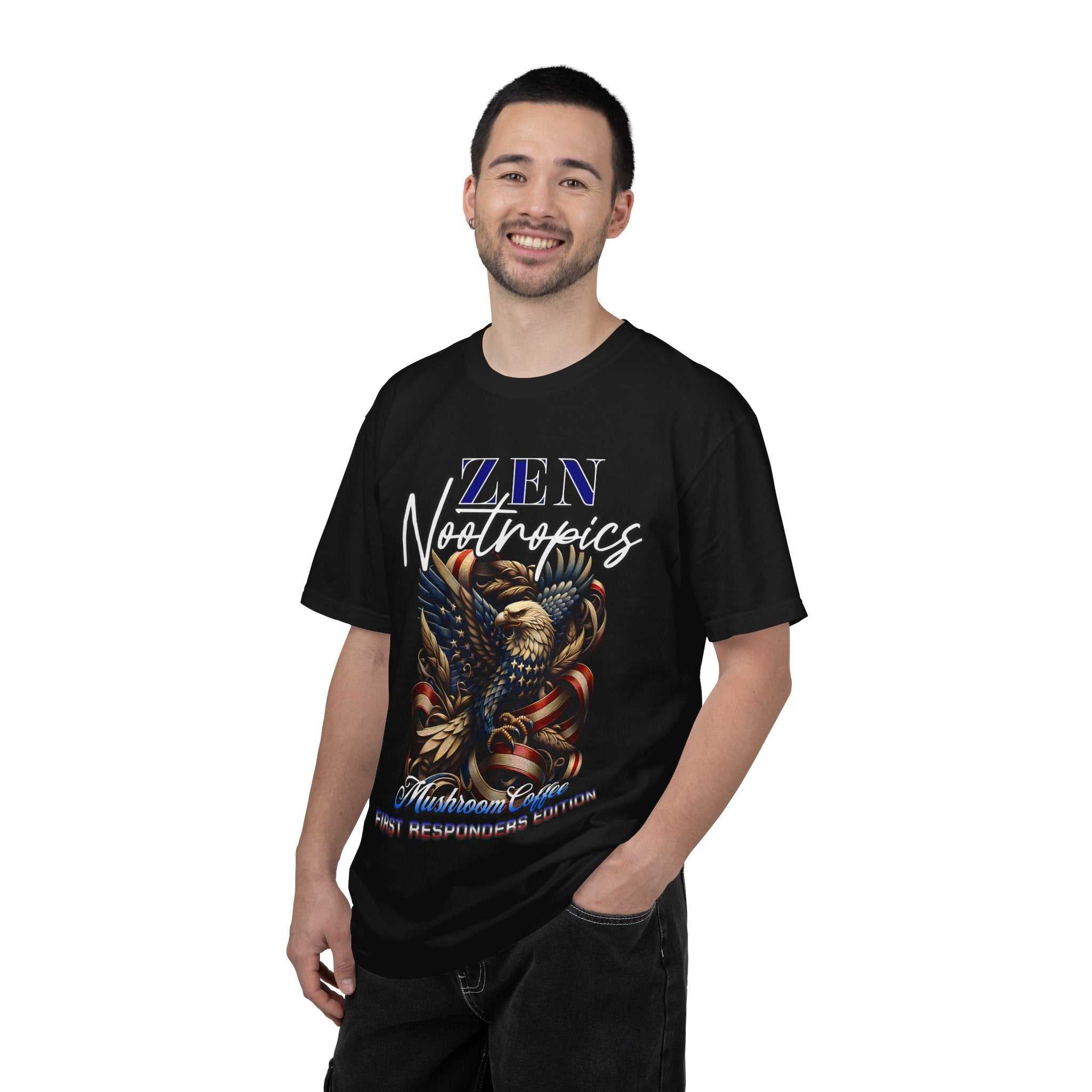 Garment-dyed eagle graphic t-shirt with vintage tattoo design and relaxed fit
