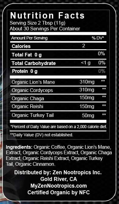 Bag of Zen Nootropics best mushroom coffee First Responder's Edition with premium organic mushrooms and Colombian coffee beans