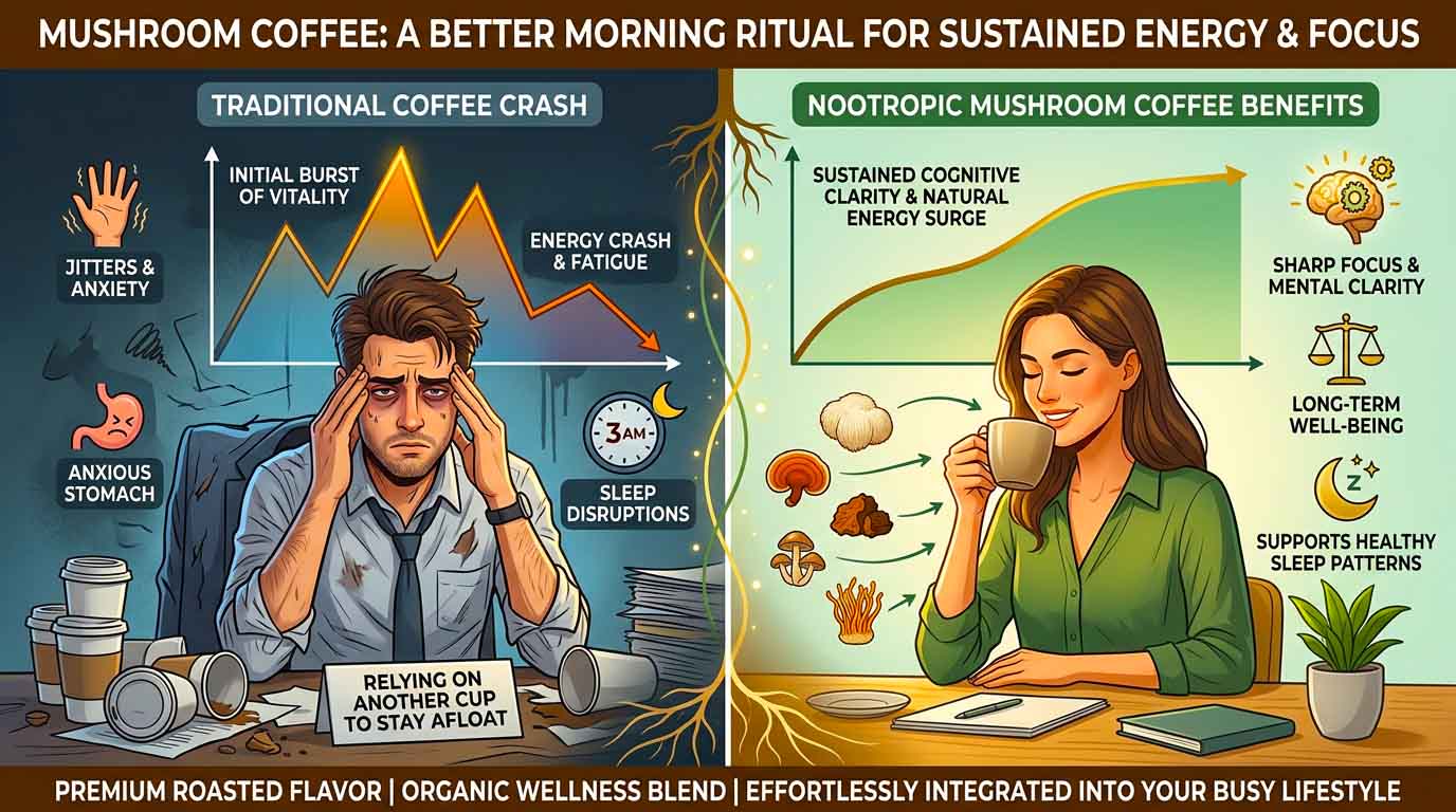 mushroom coffee can provide sustained energy and focus